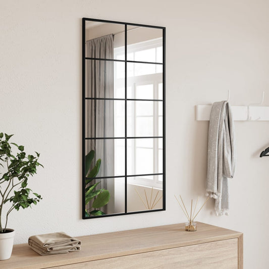 Berkfield Wall Mirror Black 50x100 cm Rectangle Iron