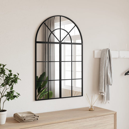 Berkfield Wall Mirror Black 60x30 cm Arch Iron