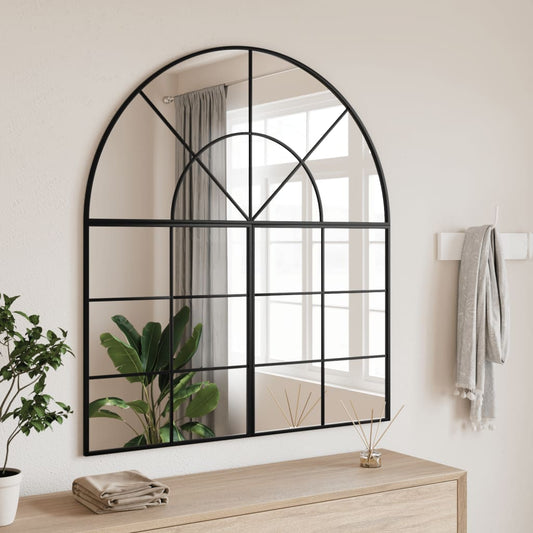 Berkfield Wall Mirror Black 100x50 cm Arch Iron