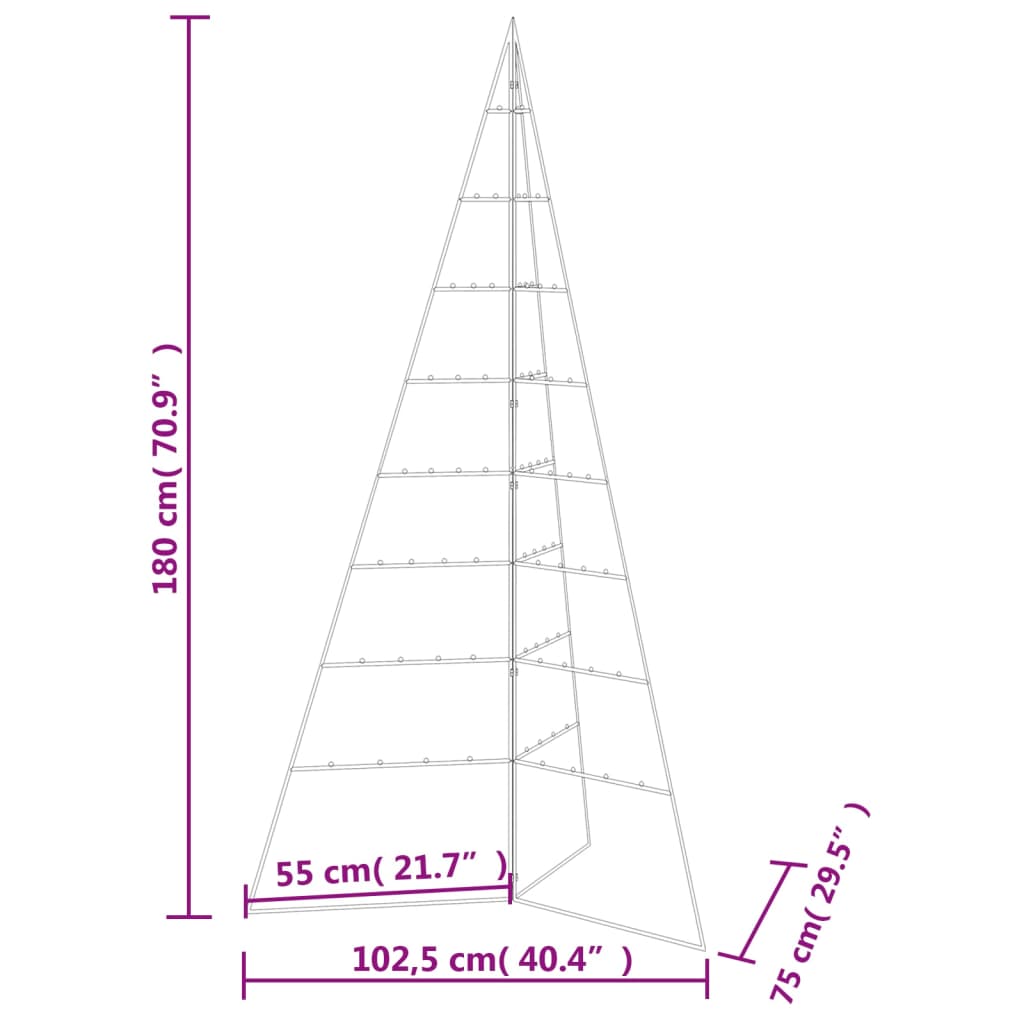 Berkfield Metal Christmas Tree for Decoration Black 180 cm