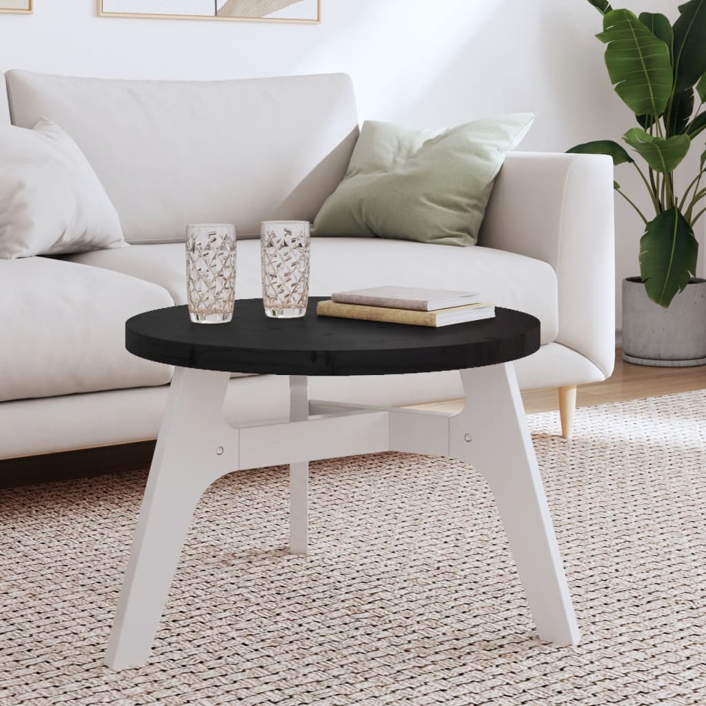 Berkfield Table Top Round Black �_�”�_60x3 cm Solid Wood Pine