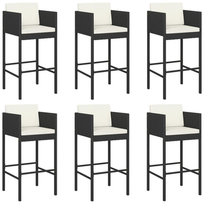 Berkfield 7 Piece Garden Bar Set with Cushions Black Poly Rattan