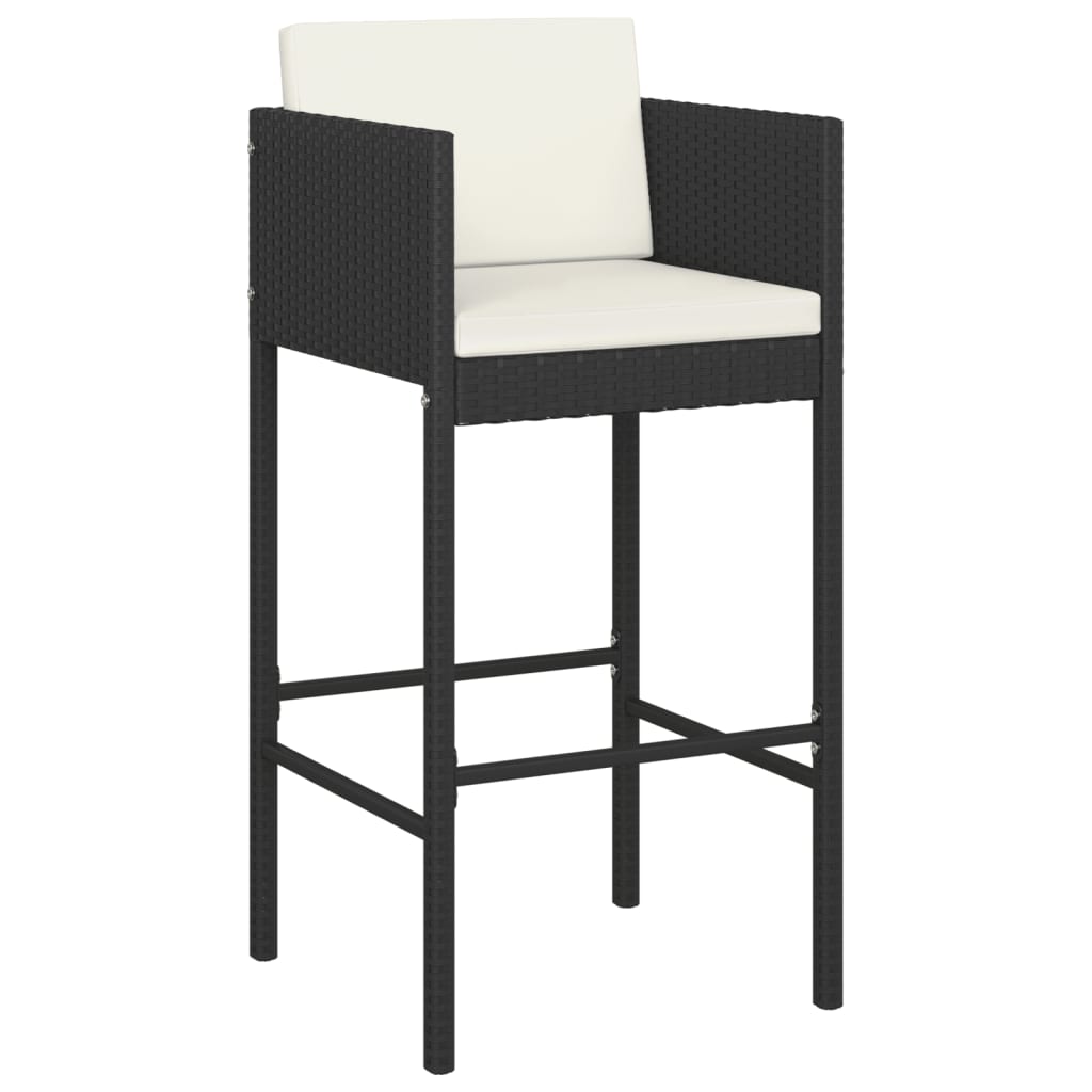 Berkfield 7 Piece Garden Bar Set with Cushions Black Poly Rattan