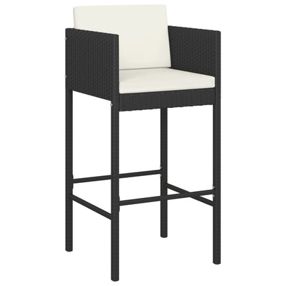 Berkfield 7 Piece Garden Bar Set with Cushions Black Poly Rattan