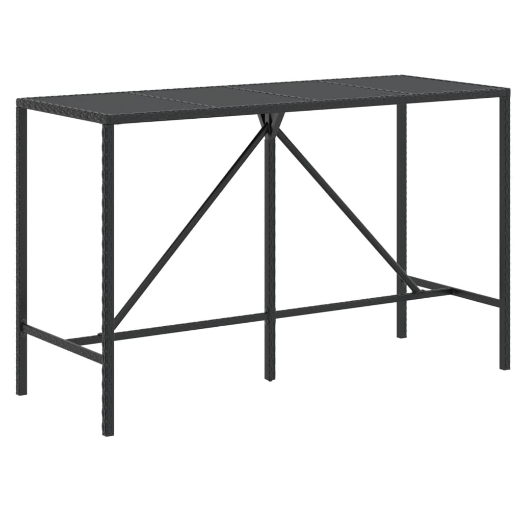 Berkfield 7 Piece Garden Bar Set with Cushions Black Poly Rattan