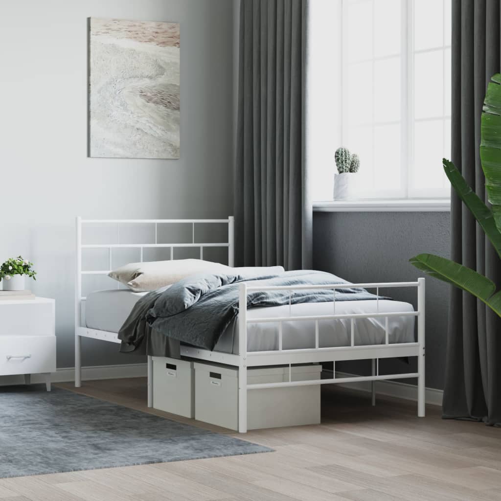 Berkfield Metal Bed Frame with Headboard and Footboard White 100x200 cm