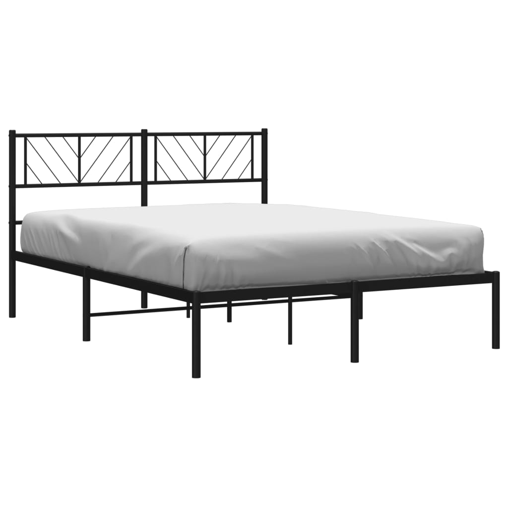 Berkfield Metal Bed Frame with Headboard Black 120x200 cm