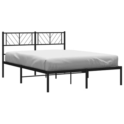 Berkfield Metal Bed Frame with Headboard Black 120x200 cm