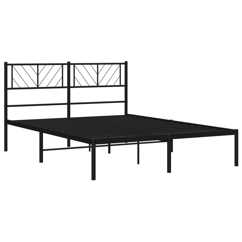 Berkfield Metal Bed Frame with Headboard Black 120x200 cm