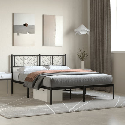 Berkfield Metal Bed Frame with Headboard Black 120x200 cm