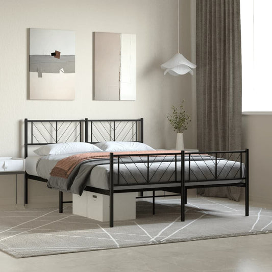 Berkfield Metal Bed Frame with Headboard and Footboard Black 140x200 cm