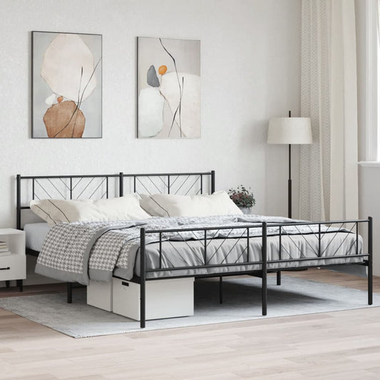 Berkfield Metal Bed Frame with Headboard and Footboard Black 180x200 cm