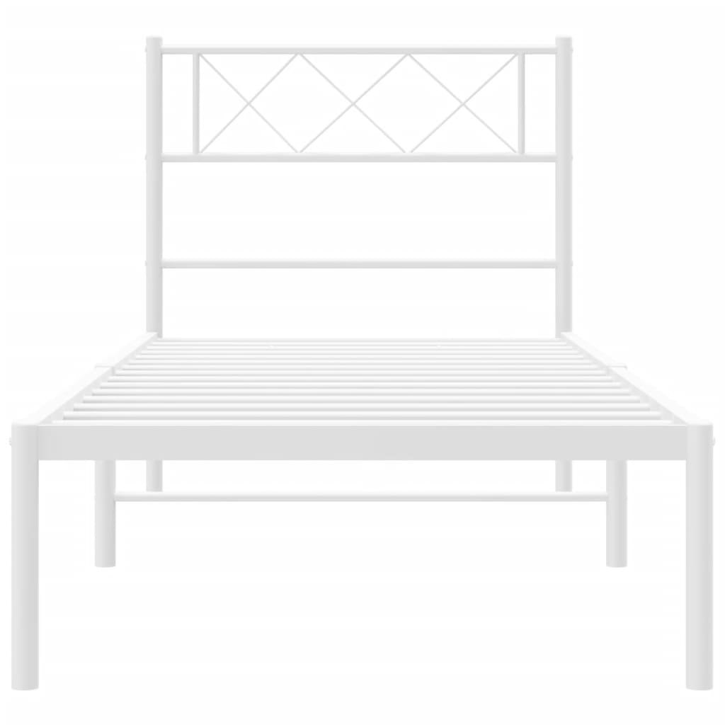 Berkfield Metal Bed Frame with Headboard White 80x200 cm