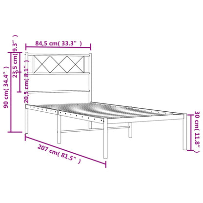 Berkfield Metal Bed Frame with Headboard White 80x200 cm