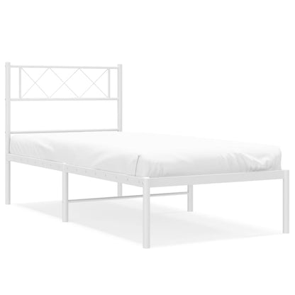 Berkfield Metal Bed Frame with Headboard White 107x203 cm