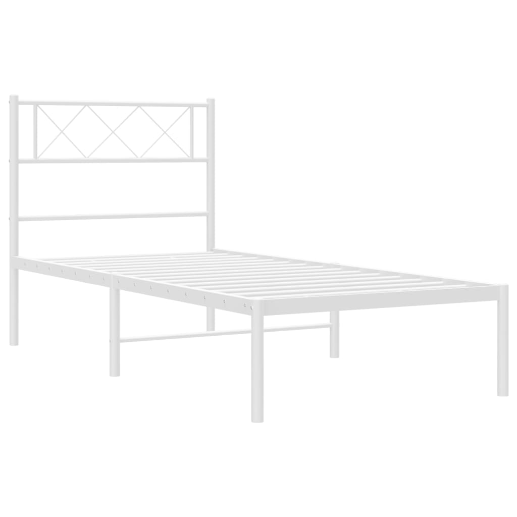 Berkfield Metal Bed Frame with Headboard White 107x203 cm