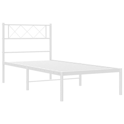 Berkfield Metal Bed Frame with Headboard White 107x203 cm