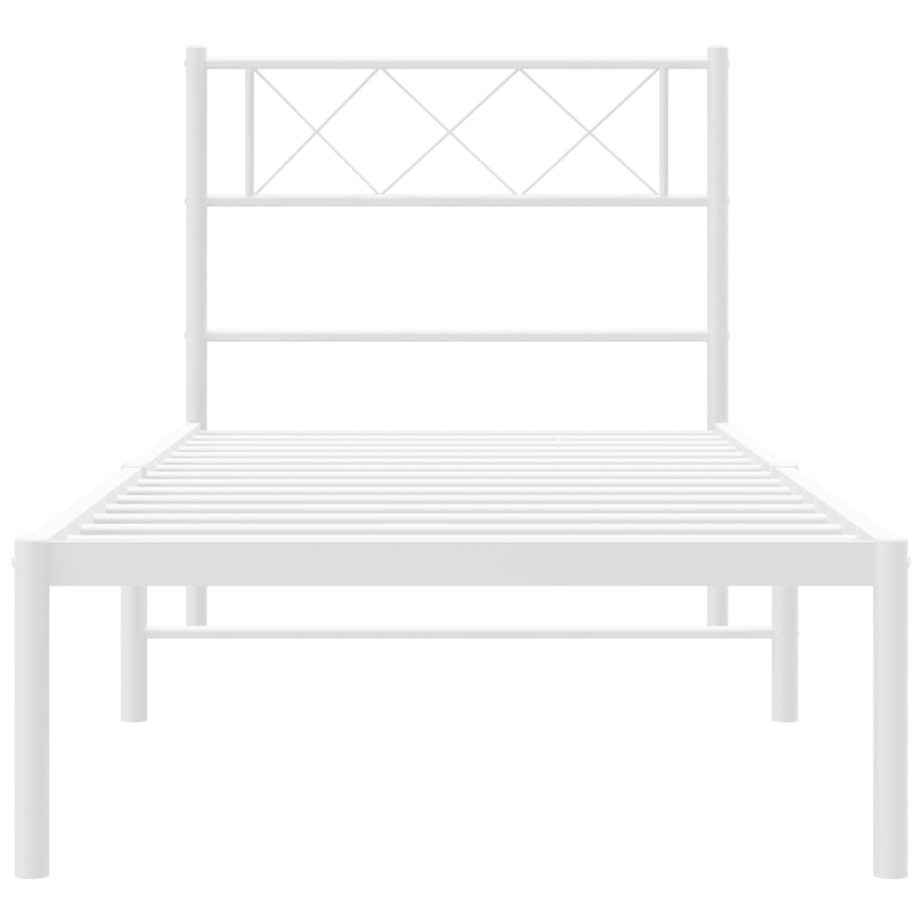 Berkfield Metal Bed Frame with Headboard White 107x203 cm