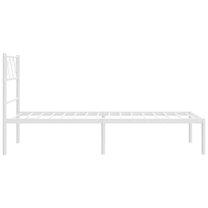 Berkfield Metal Bed Frame with Headboard White 107x203 cm