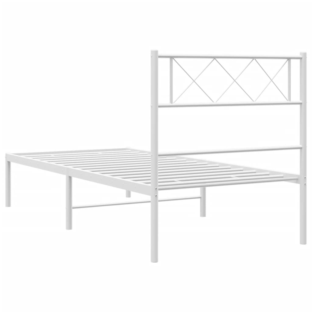 Berkfield Metal Bed Frame with Headboard White 107x203 cm