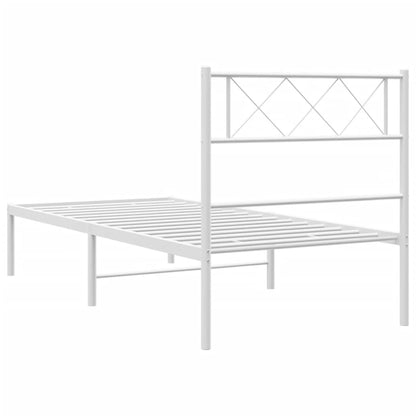 Berkfield Metal Bed Frame with Headboard White 107x203 cm