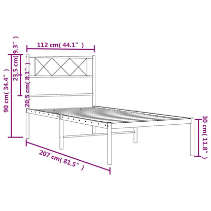 Berkfield Metal Bed Frame with Headboard White 107x203 cm