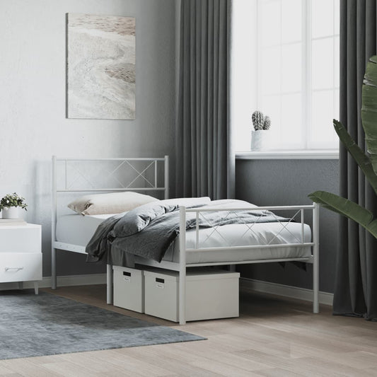 Berkfield Metal Bed Frame with Headboard and Footboard White 90x200 cm