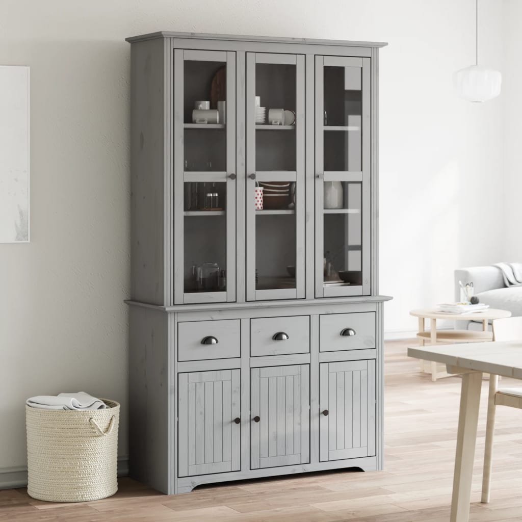 Berkfield Highborad "BODO" Grey 115.5x43x200.5 cm Solid Wood Pine