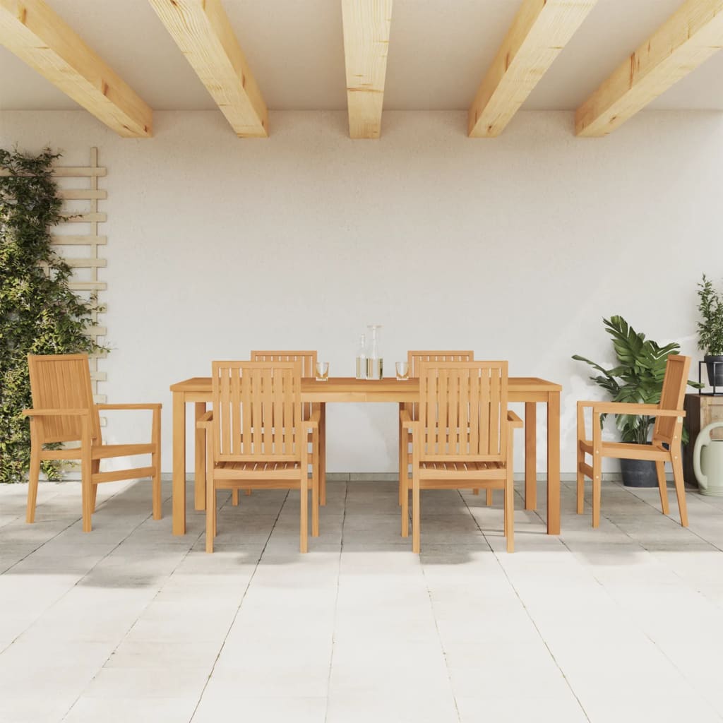 Berkfield 7 Piece Garden Dining Set Solid Wood Teak
