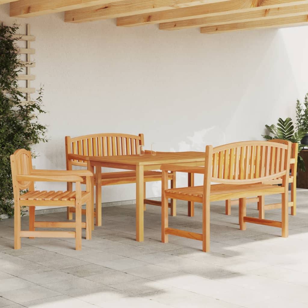 Berkfield 5 Piece Garden Dining Set Solid Wood Teak