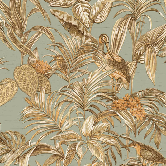 DUTCH WALLCOVERINGS Wallpaper Bird-of-Paradise Teal Blue