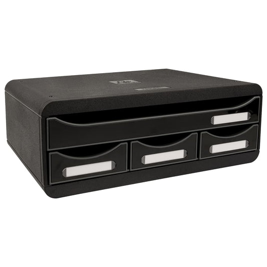 Exacompta Desktop Drawer Set Toolbox with 4 Drawers Glossy Black