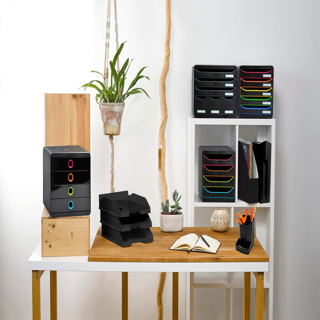 Exacompta Pop-Box Desktop Drawer Set with 4 Drawers Black