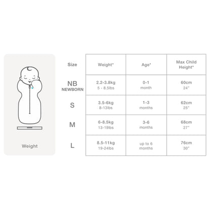 Love to Dream Baby Swaddle Swaddle Up Lite Stage 1 M Text Grey